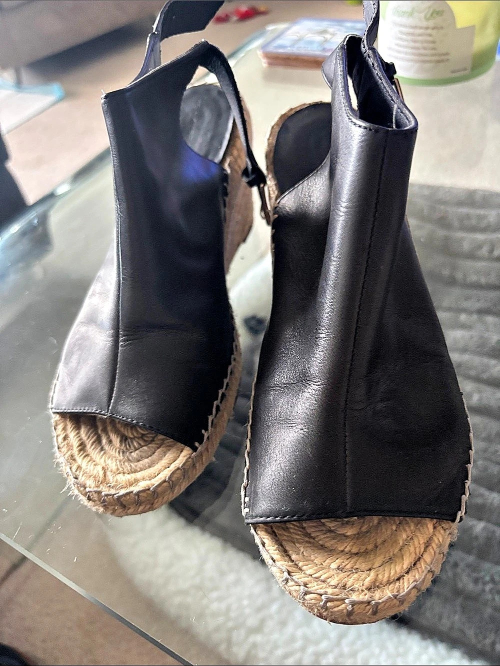 KG Kurt Geiger Black Espadrille Wedge Sandals
